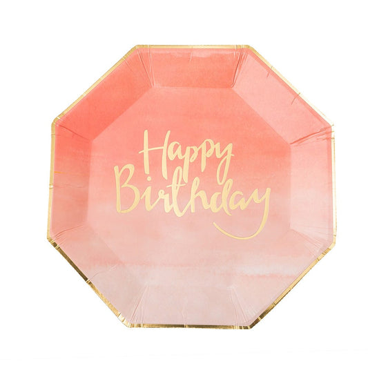 Piatto Sfumato Rosa Grande con scritta "Happy Birthday"