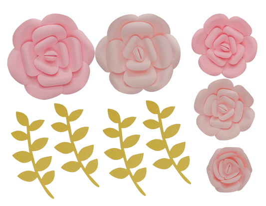 Pink paper flowers Set