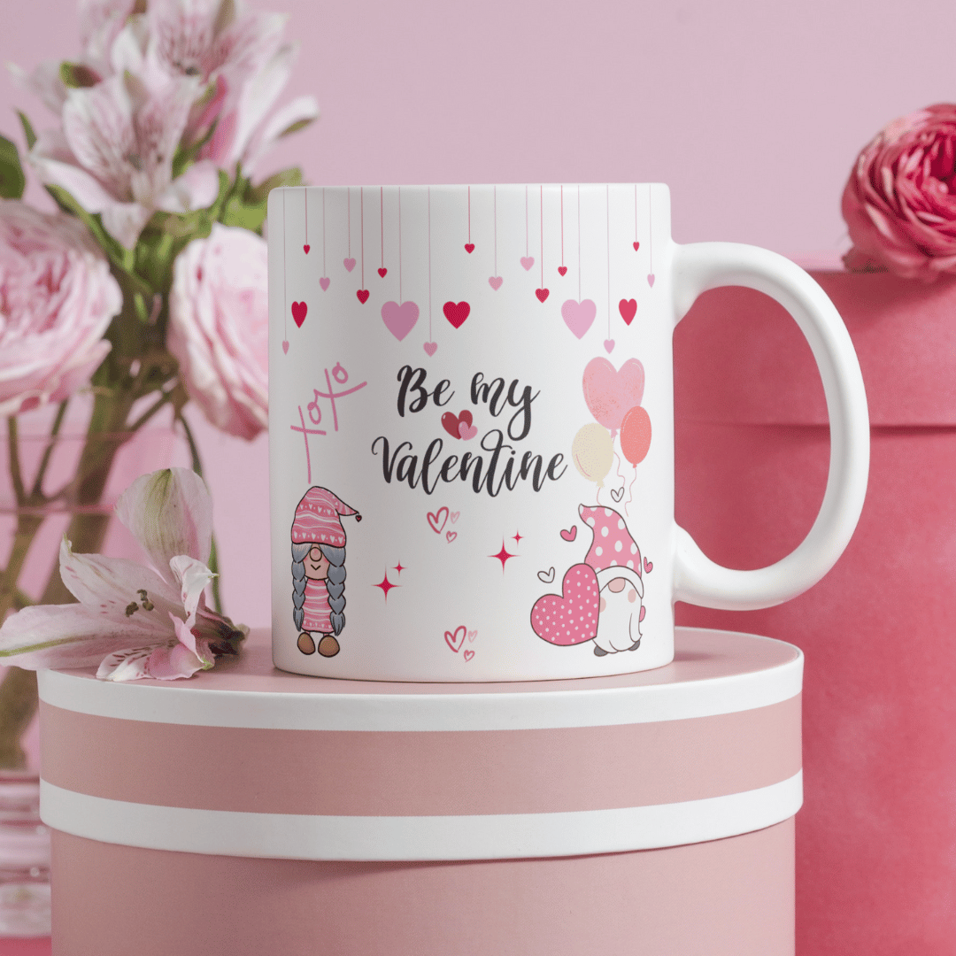 Tazza Personalizza- Be my Valentine con gli gnomi e cuoricini