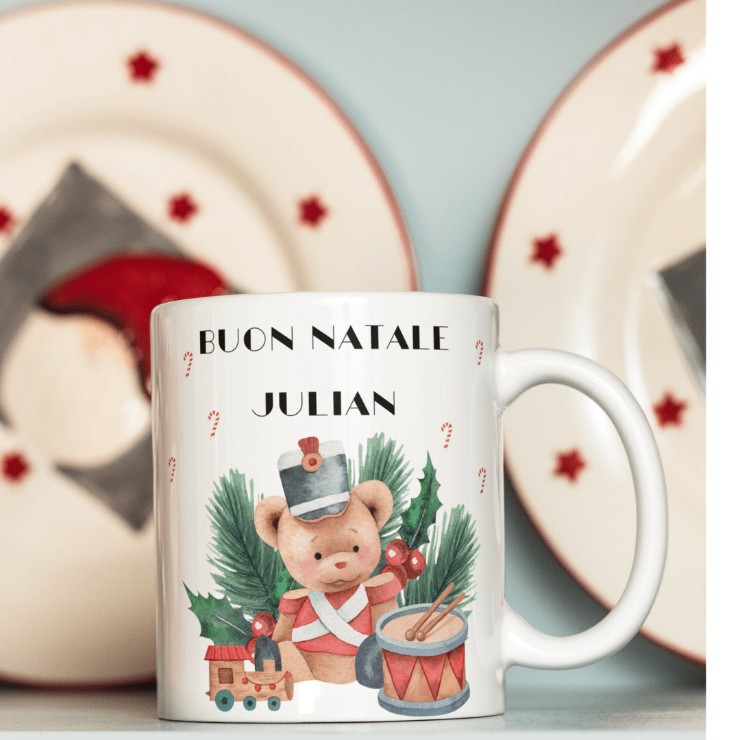 Tazza Orsacchiotto schiaccianoci con bastoncini di zucchero - nome personalizzabile