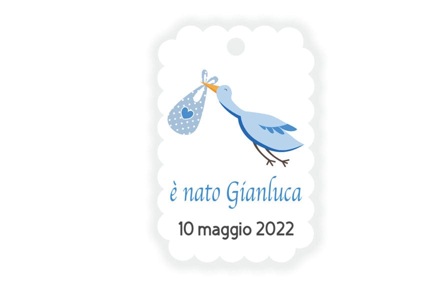 Bigliettino Cicogna Celeste e Blu