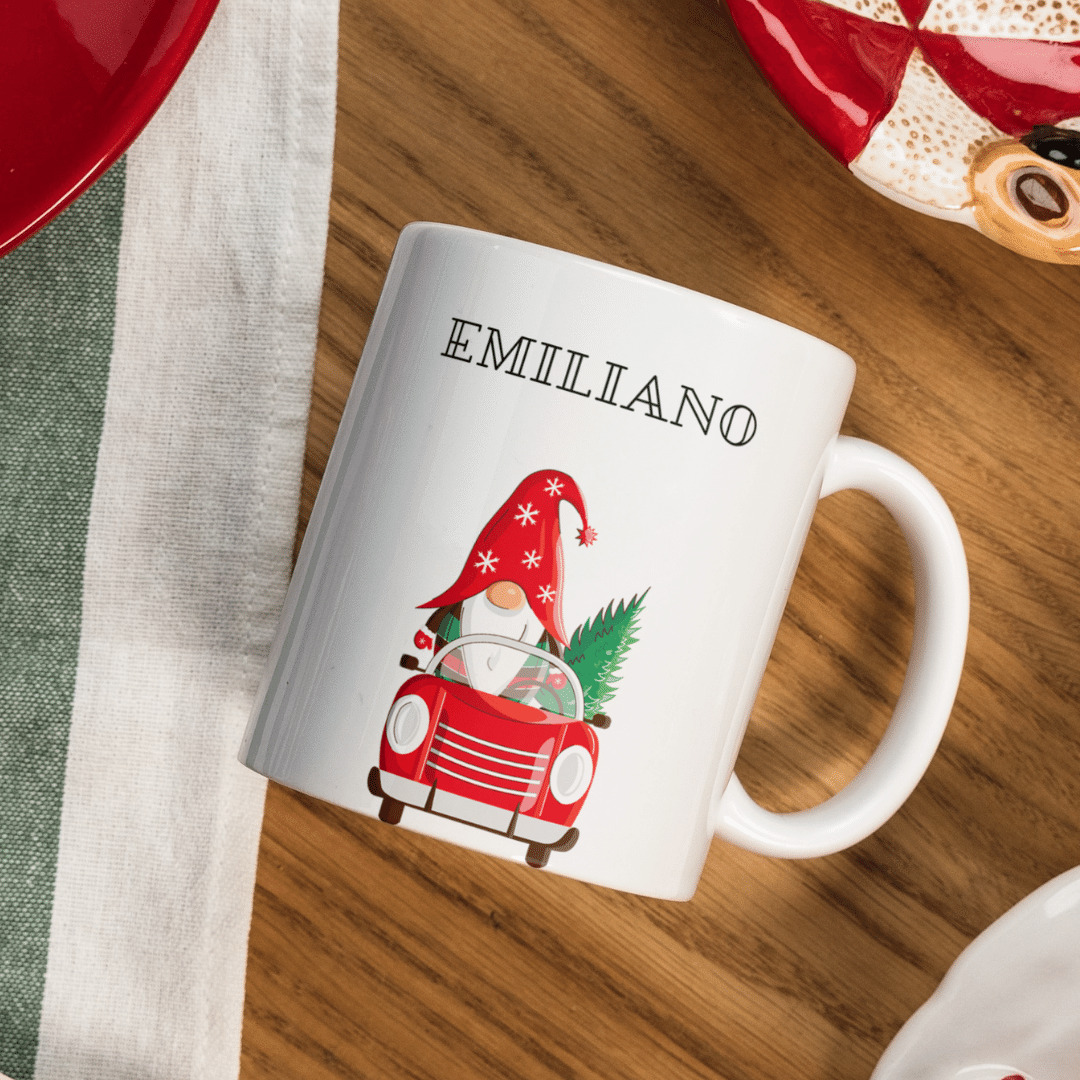 Tazza natalizia personalizzata con gnomo