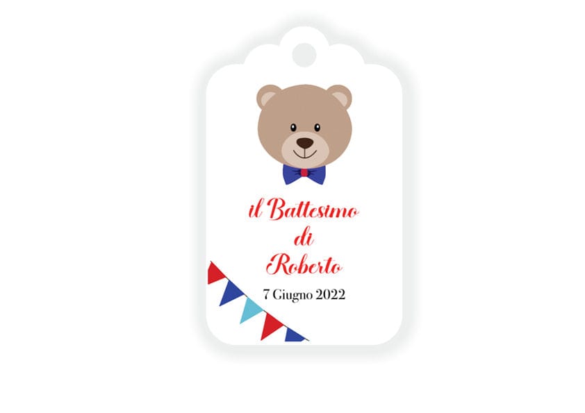 bigliettino Orso Rosso e Blu
