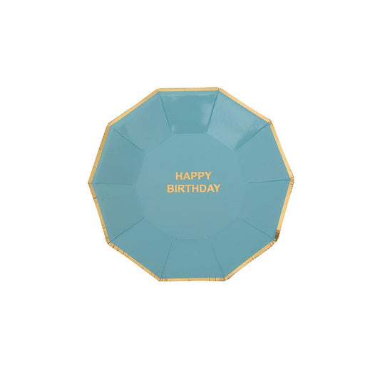 Piatto Colore Azzurro Grande con scritta "Happy Birthday"