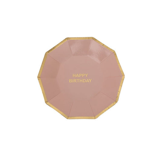 Piatto Colore Rosa Grande con scritta "Happy Birthday"