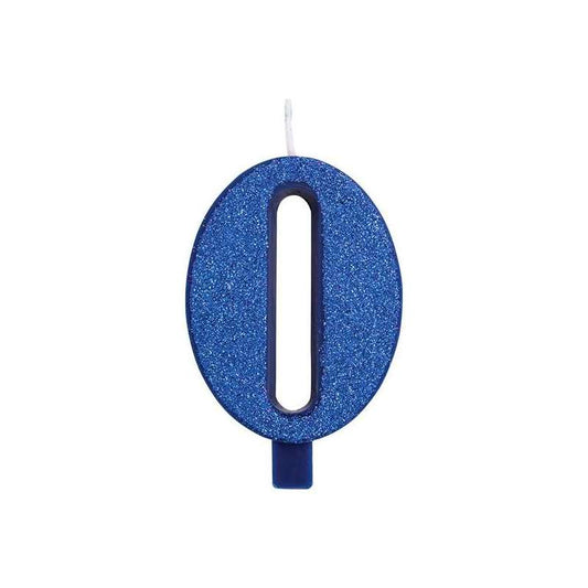 Candelina 9.5cm Blu Glitter N.0