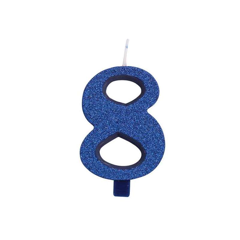 Candelina 9.5cm Blu Glitter N.8