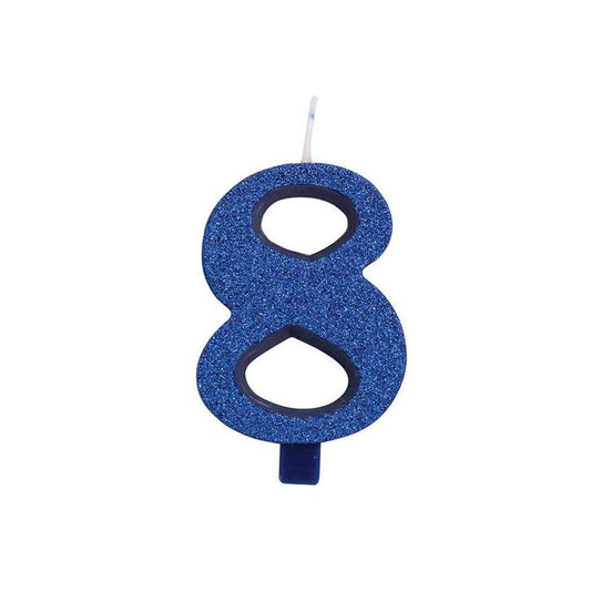 Candelina 9.5cm Blu Glitter N.8