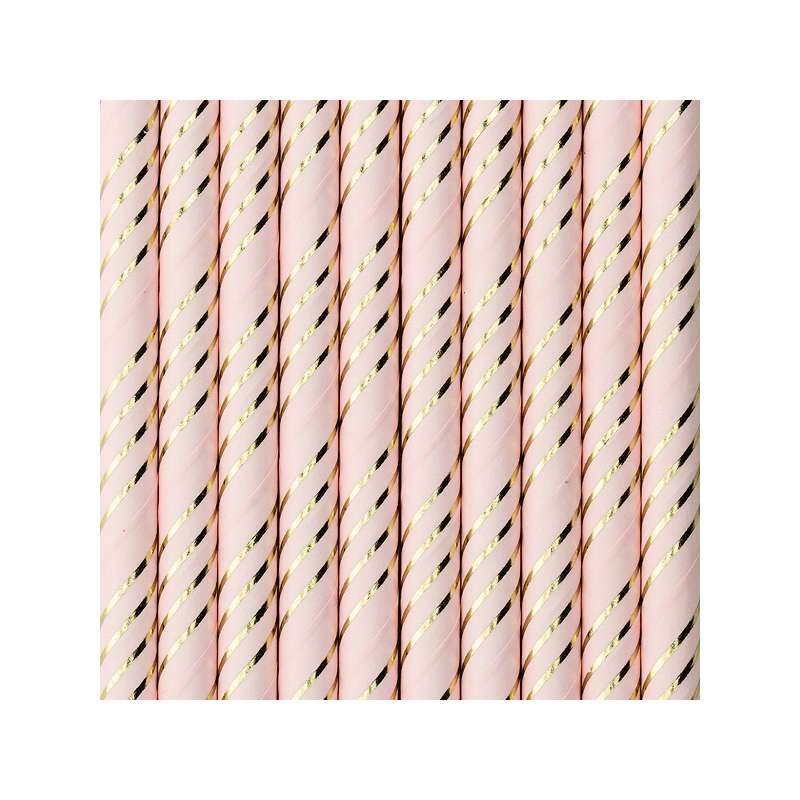 Cannuccia di Carta Rosa e Oro "Straws Pink" 10pz