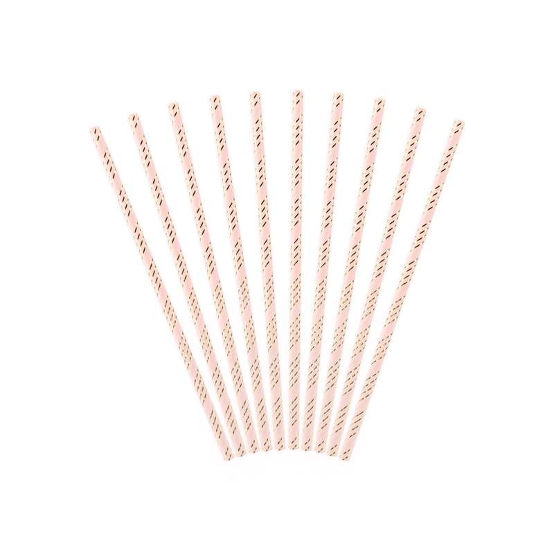 Cannuccia di Carta Rosa e Oro "Straws Pink" 10pz