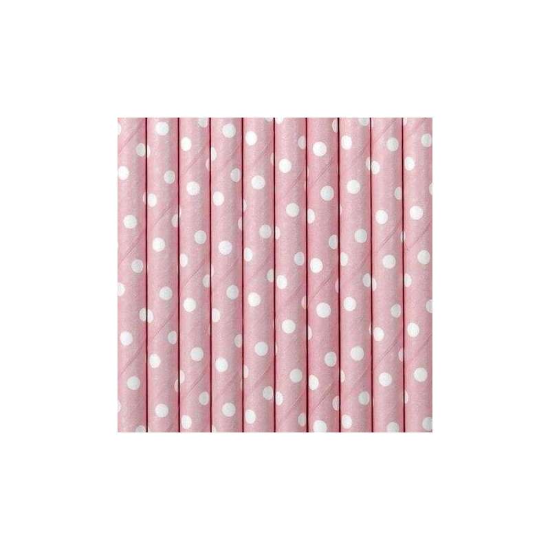 Cannuccia Pois Rosa/Bianco 10pz