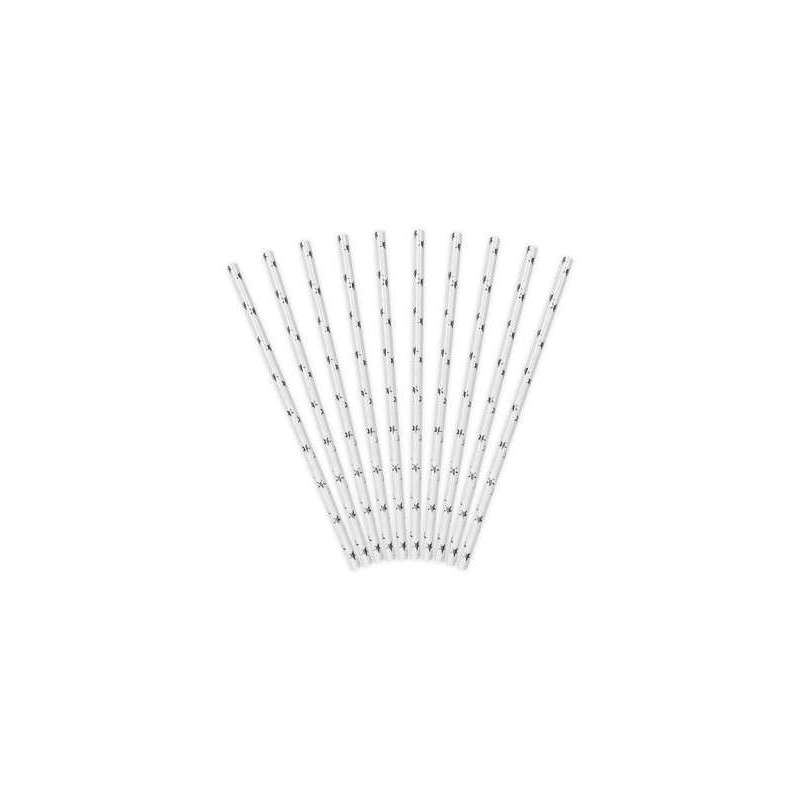 Cannuccia Stelle Bianco/Argento Metal 10pz