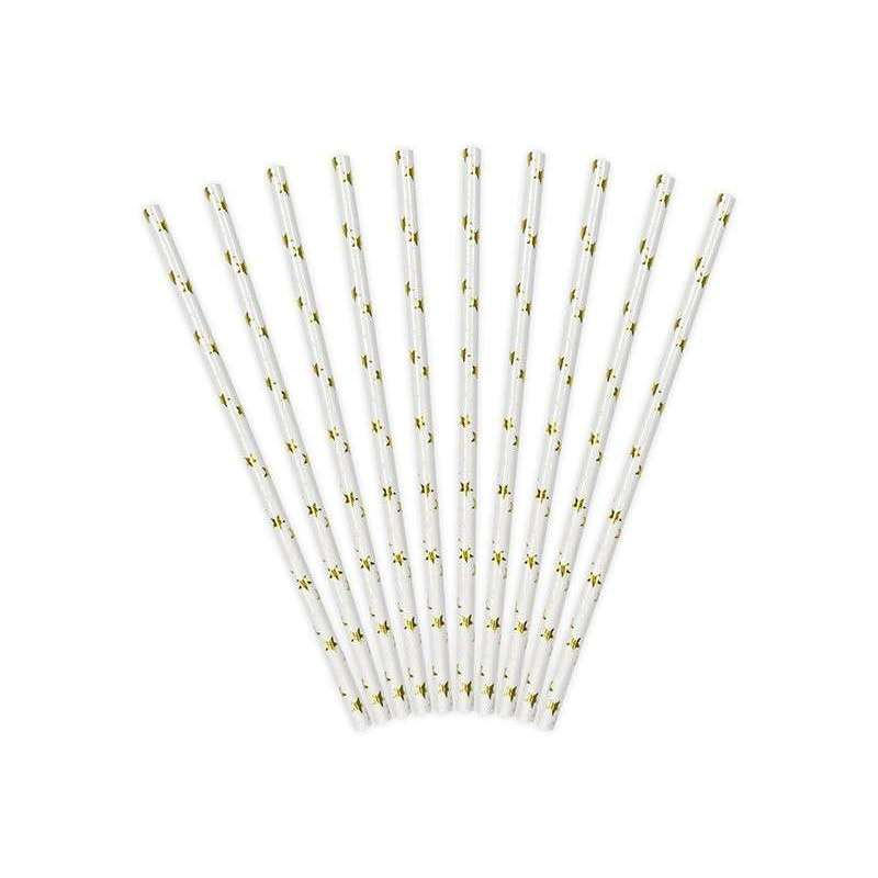 Cannuccia Stelle Bianco/Oro Metal 10pz